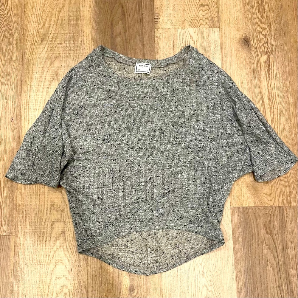 Traciel gray, short sleeve loose knit sweater